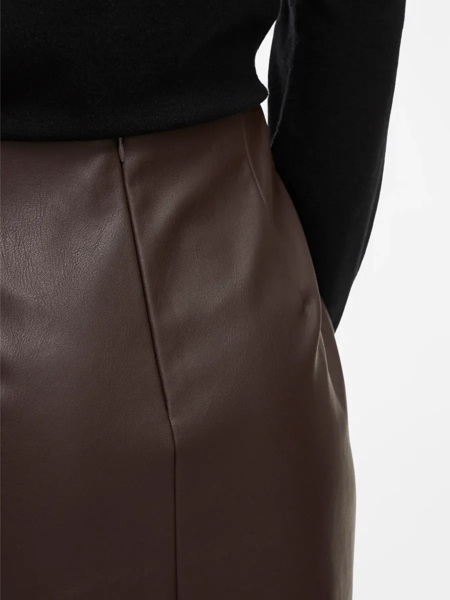 DAGMAR SKJØRT COATED - BRUN