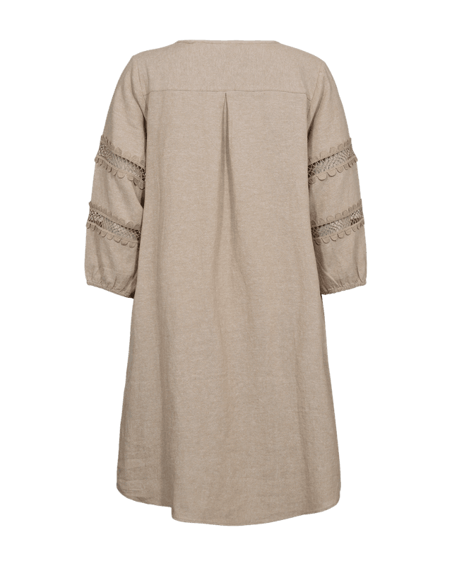 LALUNA LIN/VISCOSE KJOLE M/EMBRO - SAND