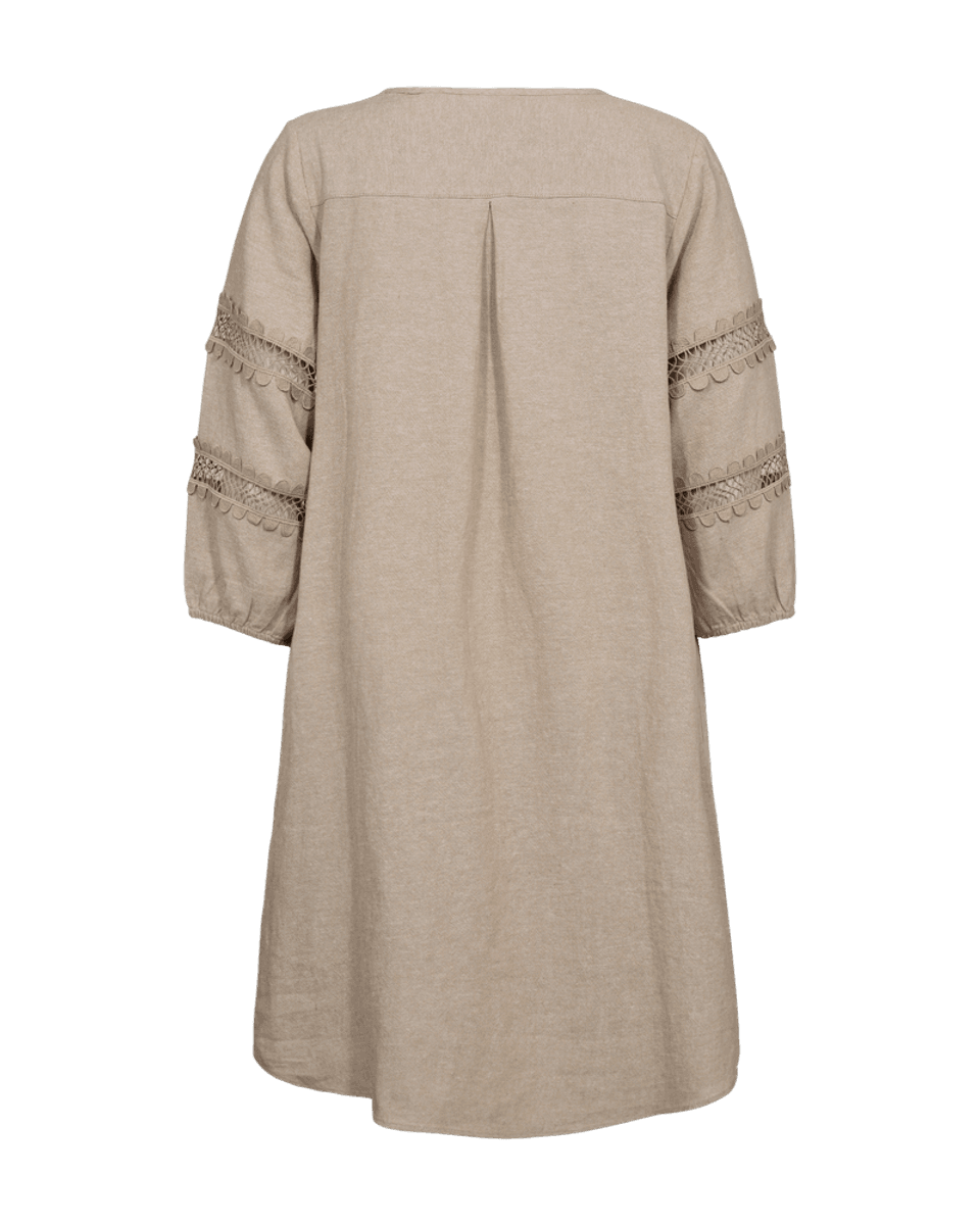 LALUNA LIN/VISCOSE KJOLE M/EMBRO - SAND