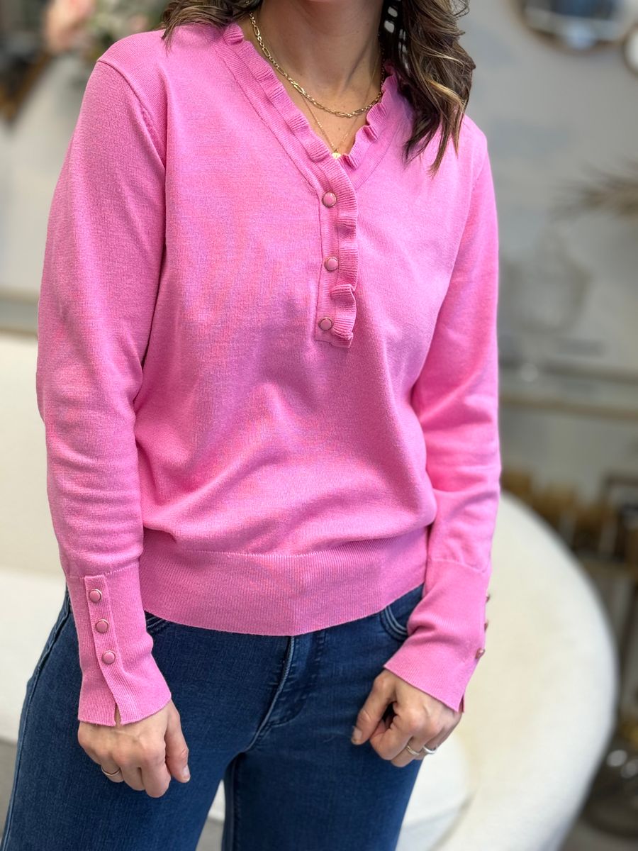 KATIE GENSER FRILL M/KNAPPER - ROSA