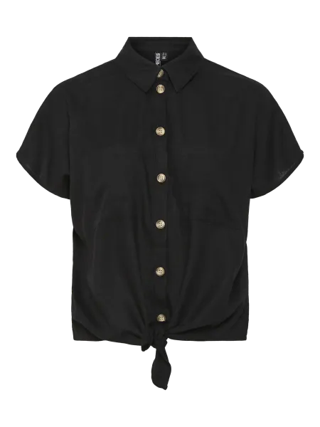 Hovedbilde PIA LIN/VISCOSE SKJORTE M/KNYTING - SORT