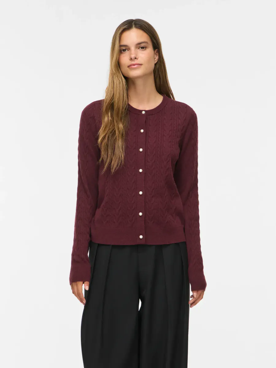 KERRY CABEL KNIT CARDIGAN - PLOMME