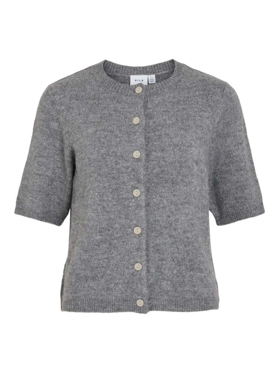 DAINTY CARDIGAN KORT ERM - GRÅ MELERT