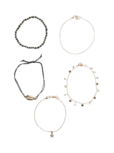 Hovedbilde VILNA ARMBÅND 5 PK - GULL/SORT