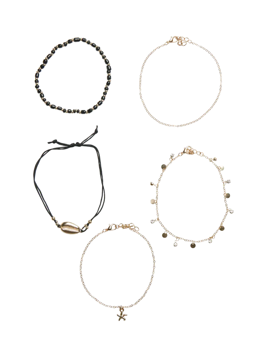 VILNA ARMBÅND 5 PK - GULL/SORT
