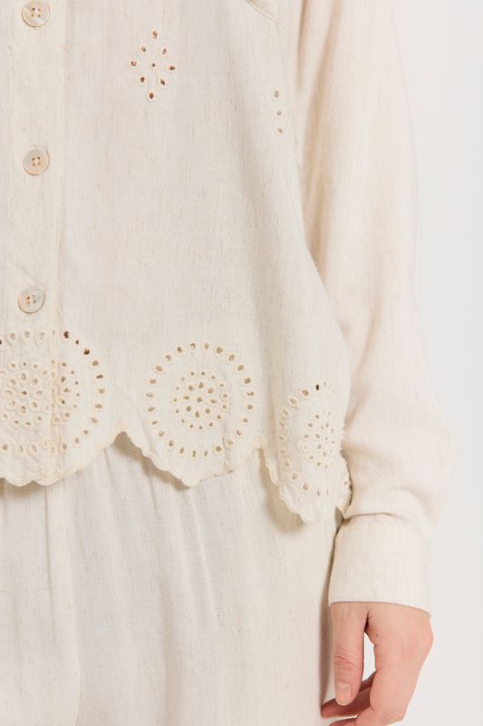 LINUS BLUSE M/EMBRO - MOONBEAM