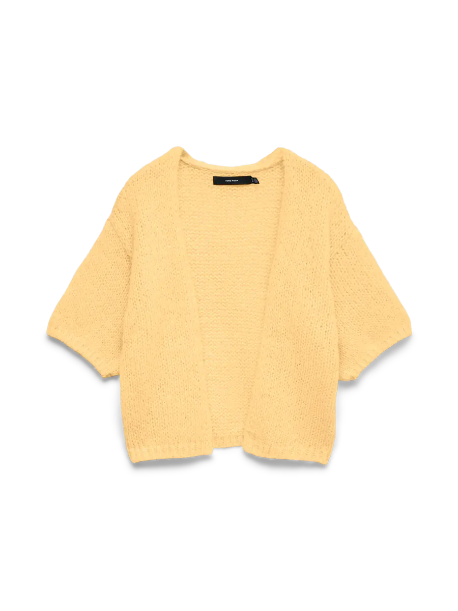 MAYBE STRIKKET CARDIGAN 3/4 ERM - GUL
