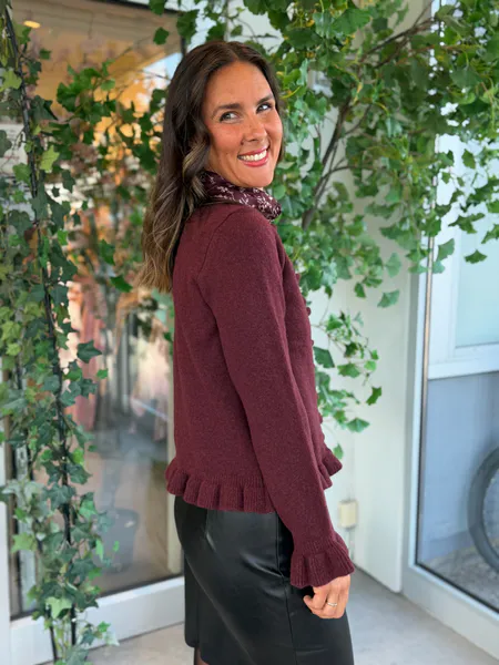 Hovedbilde JACIA CARDIGAN M/FRILL - PLOMME MELERT
