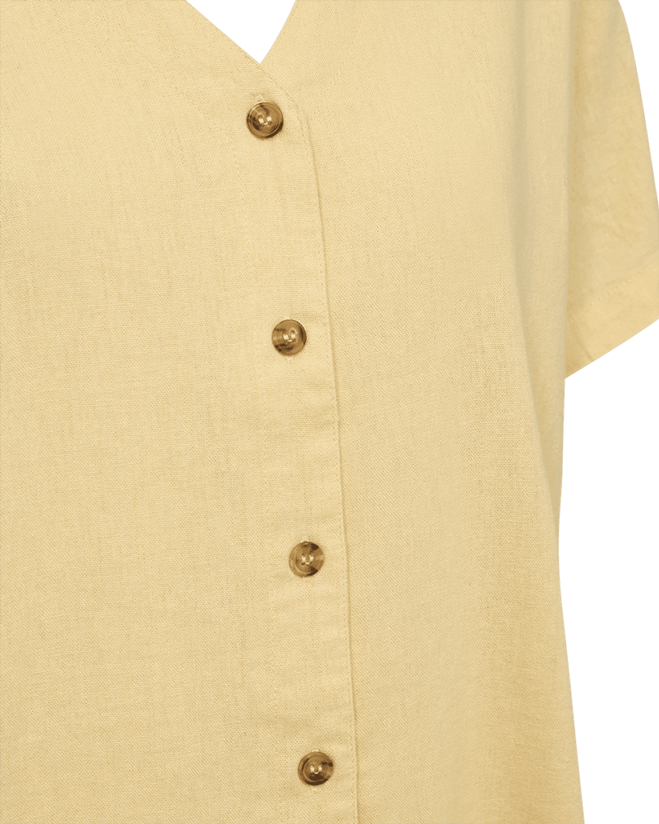 LAVA LIN/VISCOSE BLUSE V-HALS - GUL