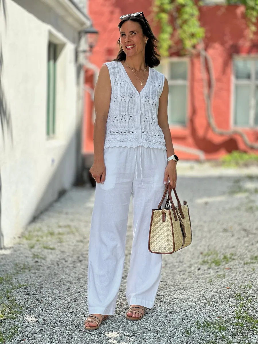 FRAYA STRIKKET TOPP - HVIT