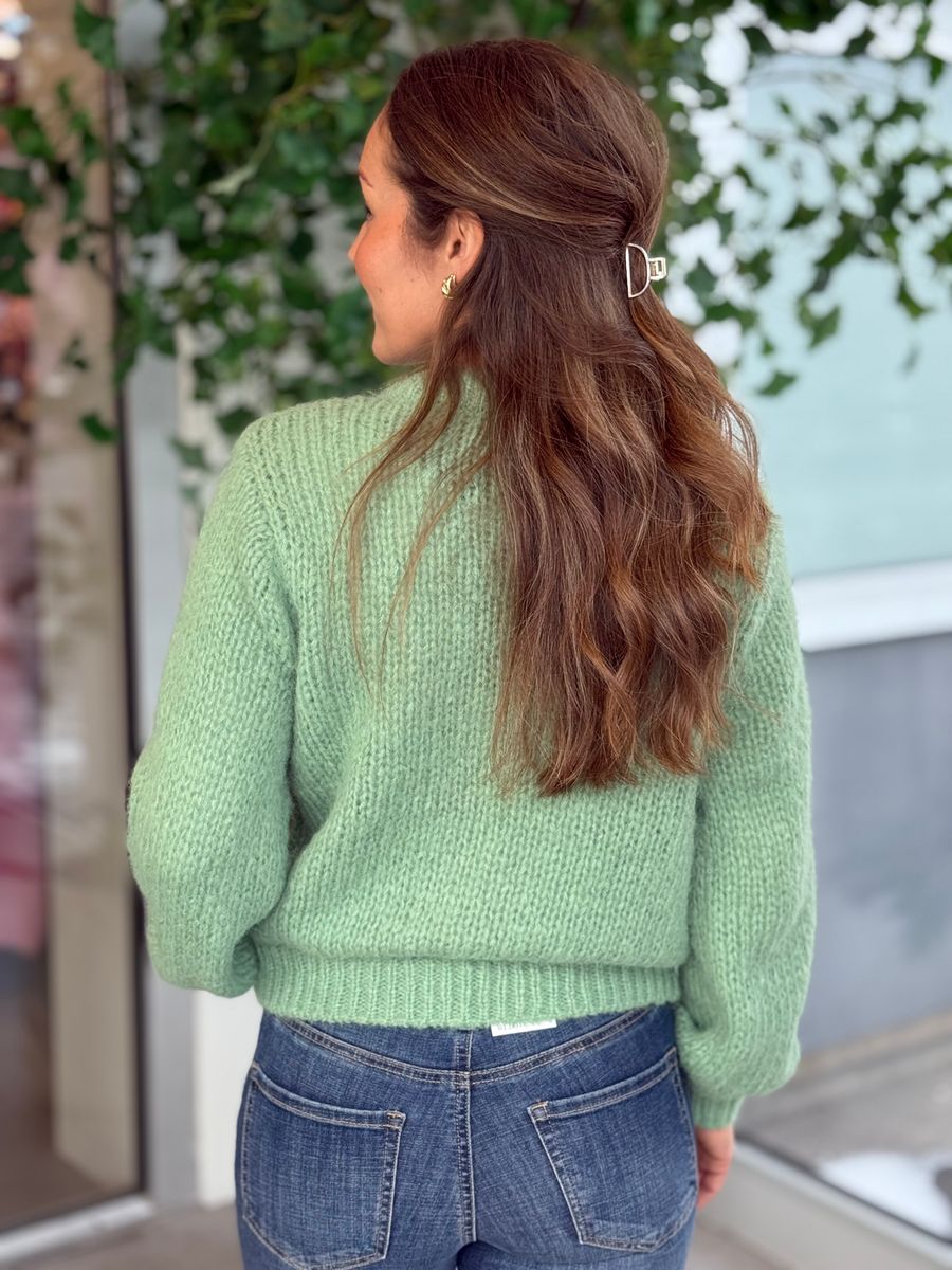 WILO STRIKKET CARDIGAN - GRØNN 