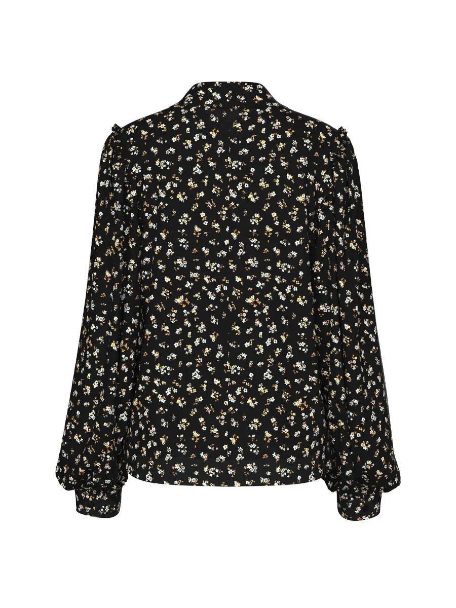 NOELLE BLUSE  - SORT / COGNAC
